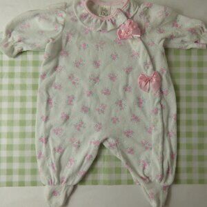 Vintage Baby Dior Terry Floral Footed Romper, Size 0-3 Months